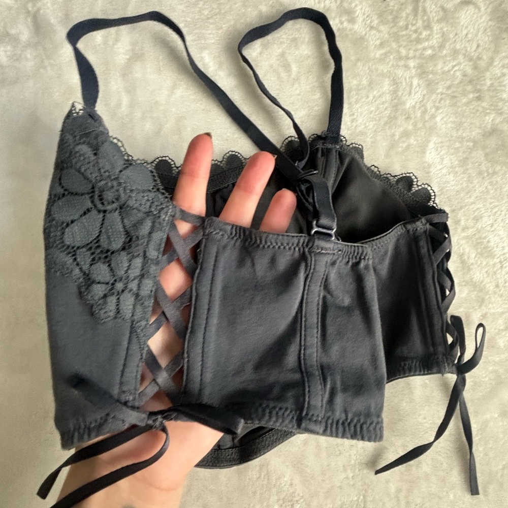 Dark grey Lace Corset Top - Picture 3 of 4